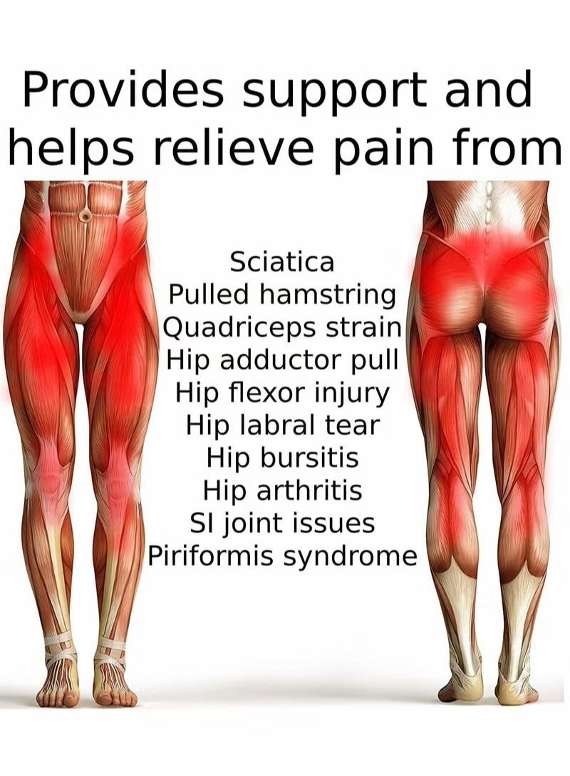 دعامة الورك ، دعامة تخفيف آلام عرق النسا ، دعامات الفخذ ، التفاف دعم ضغط أوتار الركبة في الفخذ لتخفيف آلام عرق النسا - Image 2